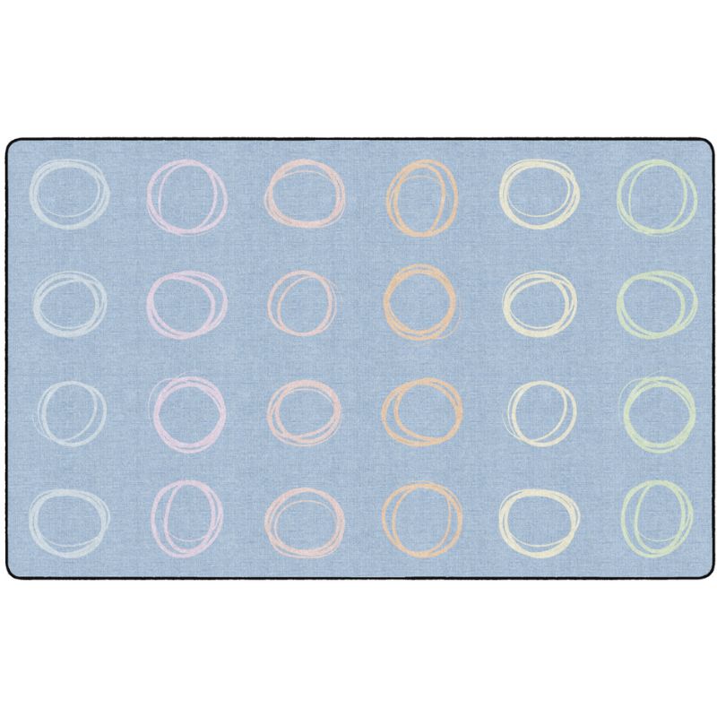 Circle Sampler Pastel on Blue Classroom Rug