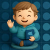 OceanBlueGridCircleClassroomRug