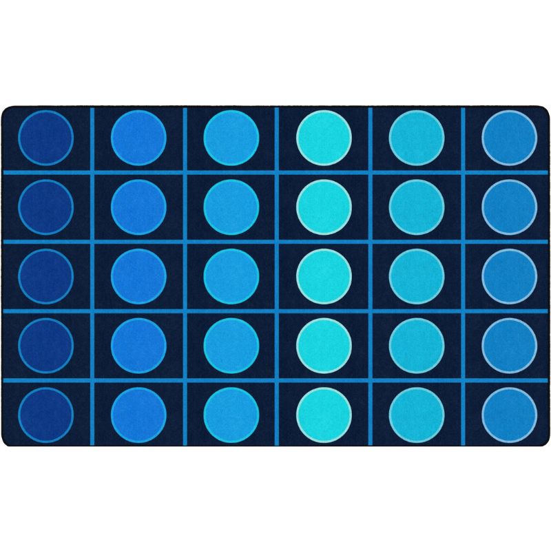 Ocean Blue Grid and Circle Classroom Rug