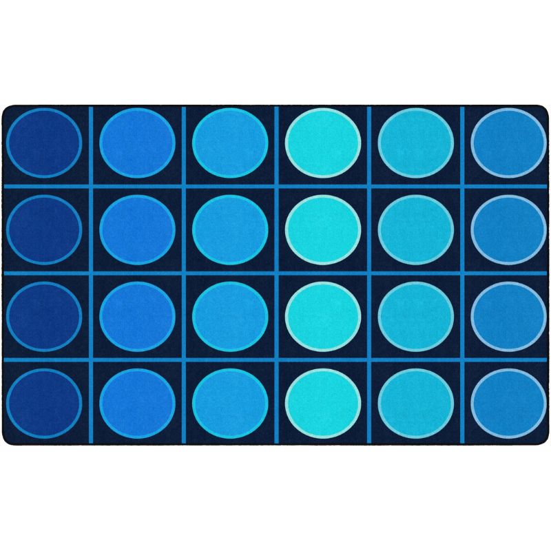 Ocean Blue Grid and Circle Seating Rug