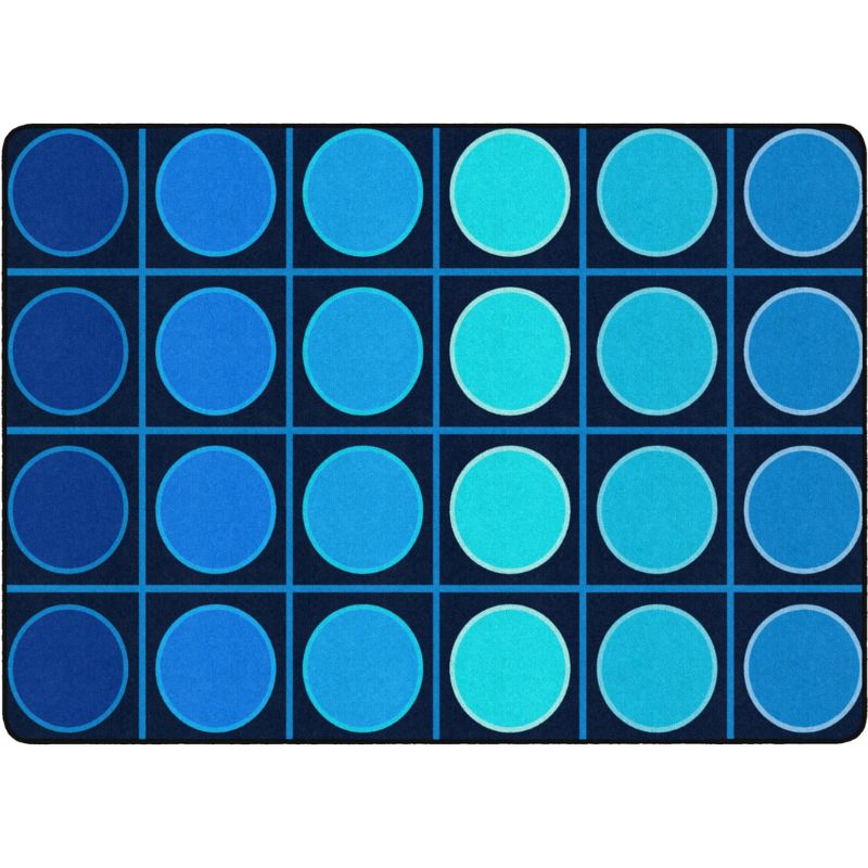 Ocean Blue Grid Circle Classroom Rug