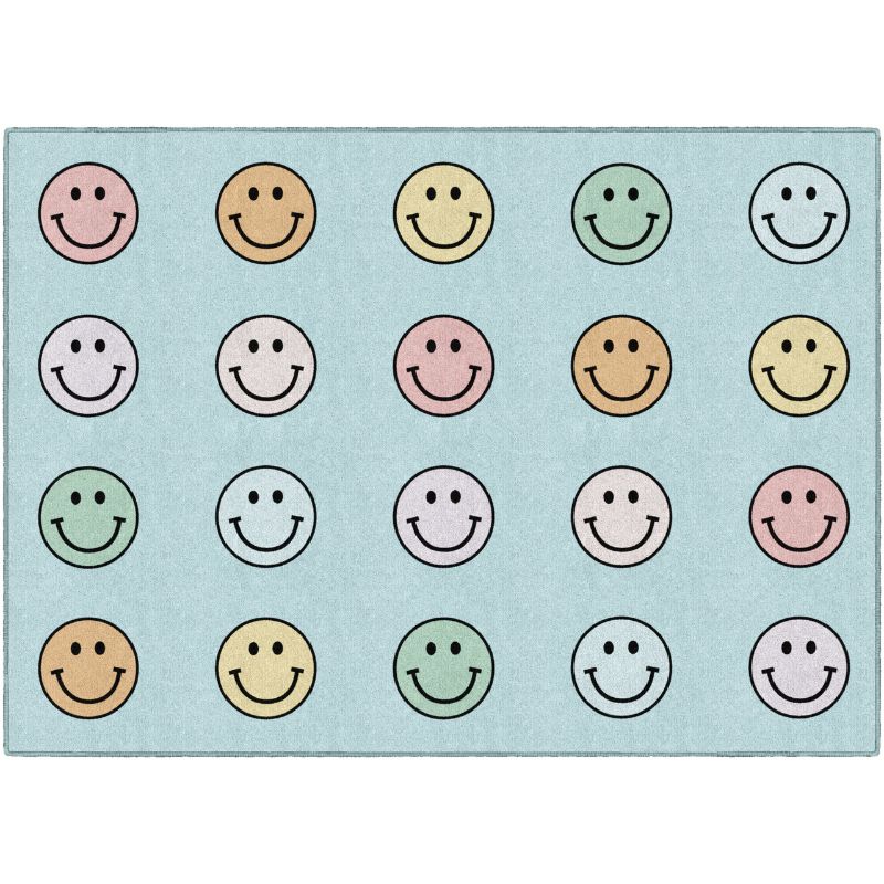 Pastel Rainbow Smiley Face Criss Cross Seating Rug
