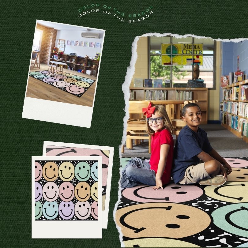 SchoolGirl Pastel Smiley Faces Notebook Rug