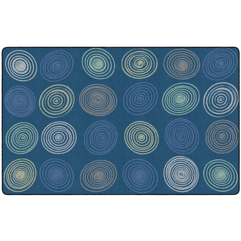 Teal Blue Calming Circles Seating Rug