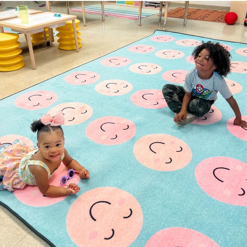 Smiley Face Ocean Oasis Classroom Seating Grid Rug