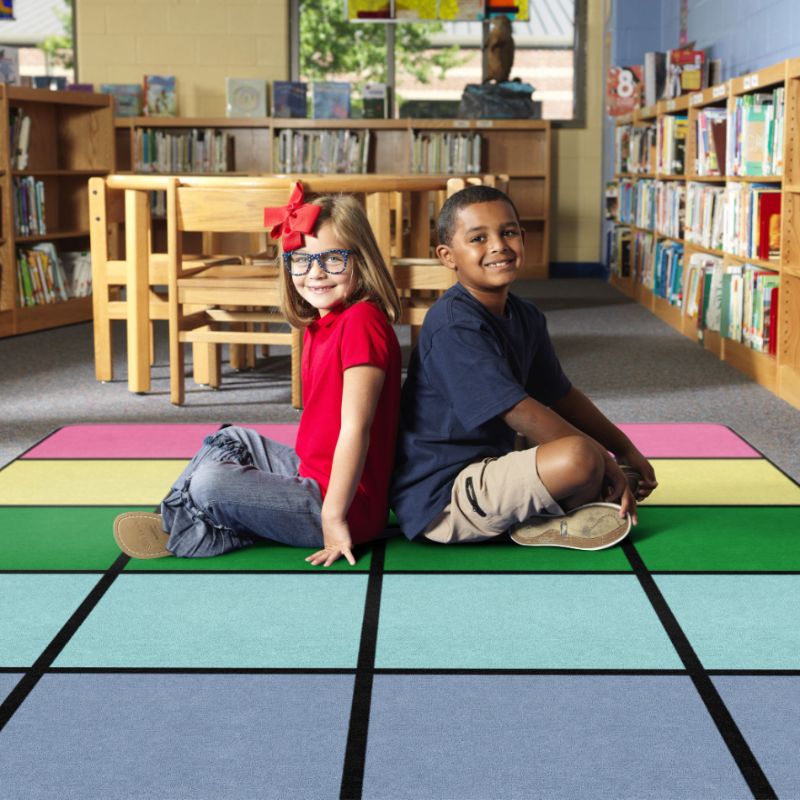 Pop of Color Seating Grid Classroom Rug