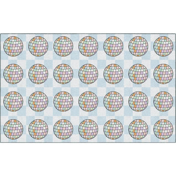 Disco Balls on Checkerboard Classroom Rug
