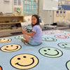 SchoolGirl Pastel Rainbow Smiley Face Rug