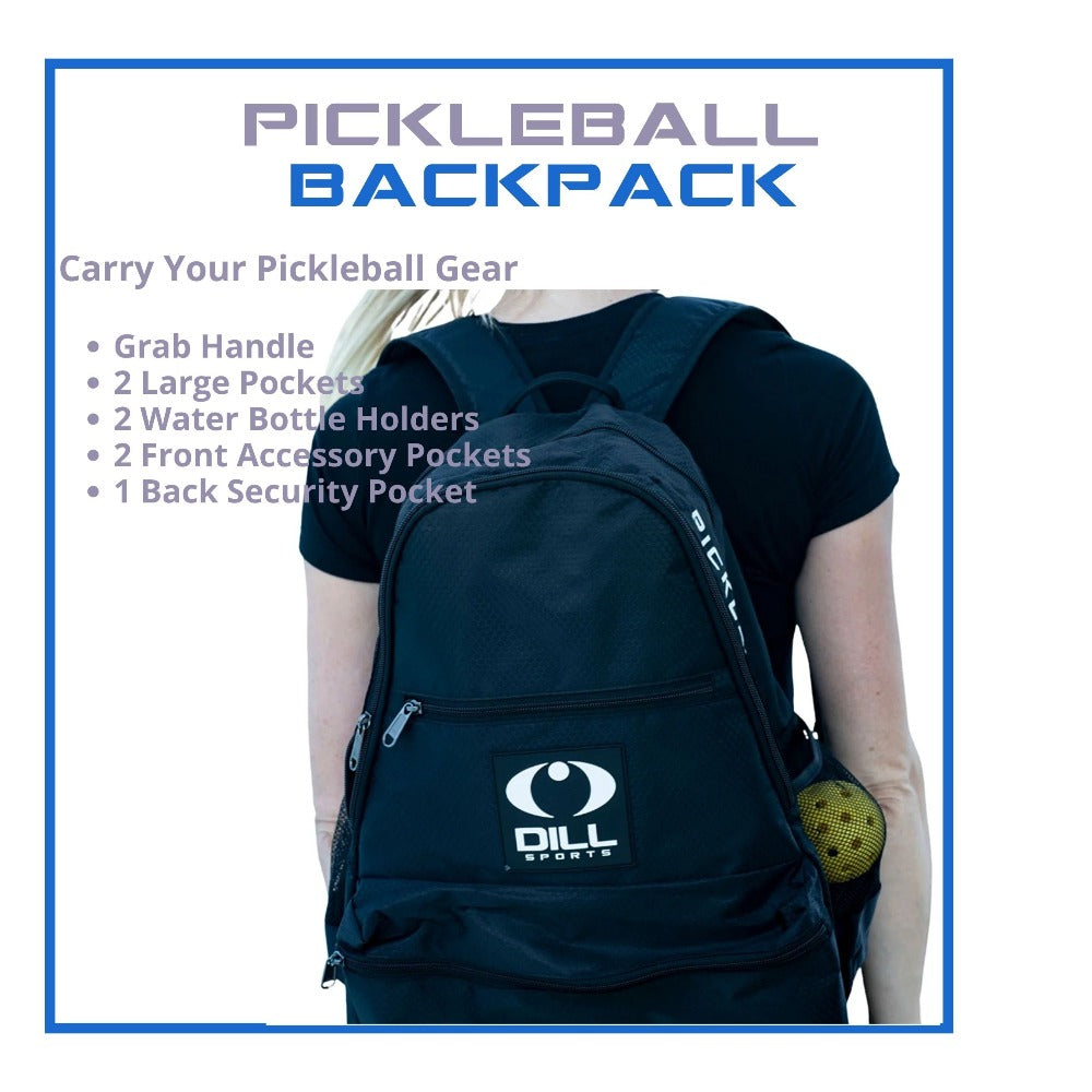 Our Black Pickleball Backpack is made for any recreational pickleball player. You'll love the sleek and simple design and appreciate the sturdy construction. Great for parks, tournaments, and camps.