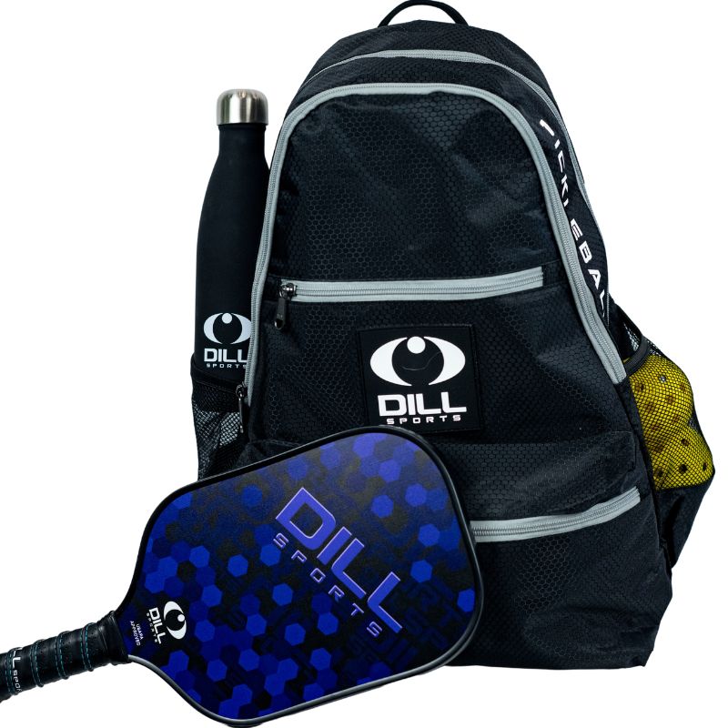 Dill Sports - black  with gray trim pickleball backpack starter set