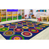 The Color Rings Indigo Seating Rug has an assigned space for students in your classroom. The circles have different shapes and make it fun for kids to find their favorite.