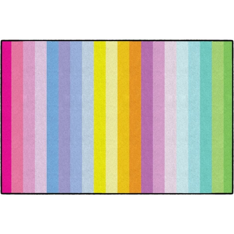 Vertical Rainbow Stripes Classroom Rug