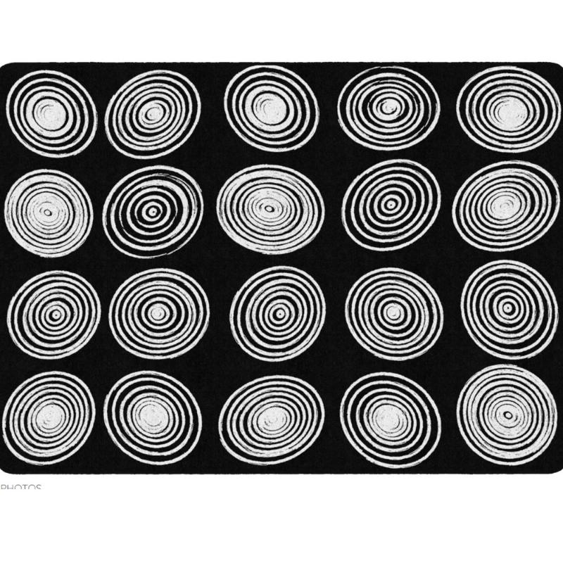 Circles Black and White Seating Rug - FA1840FS