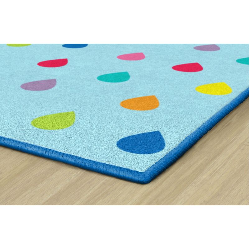 Schoolgirl Design Rain on Blue Classroom Area Rug