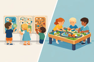 Activity Wall Panels Versus Play Tables