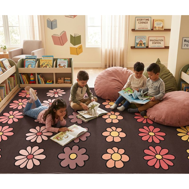 Boho Flowers classroom rug