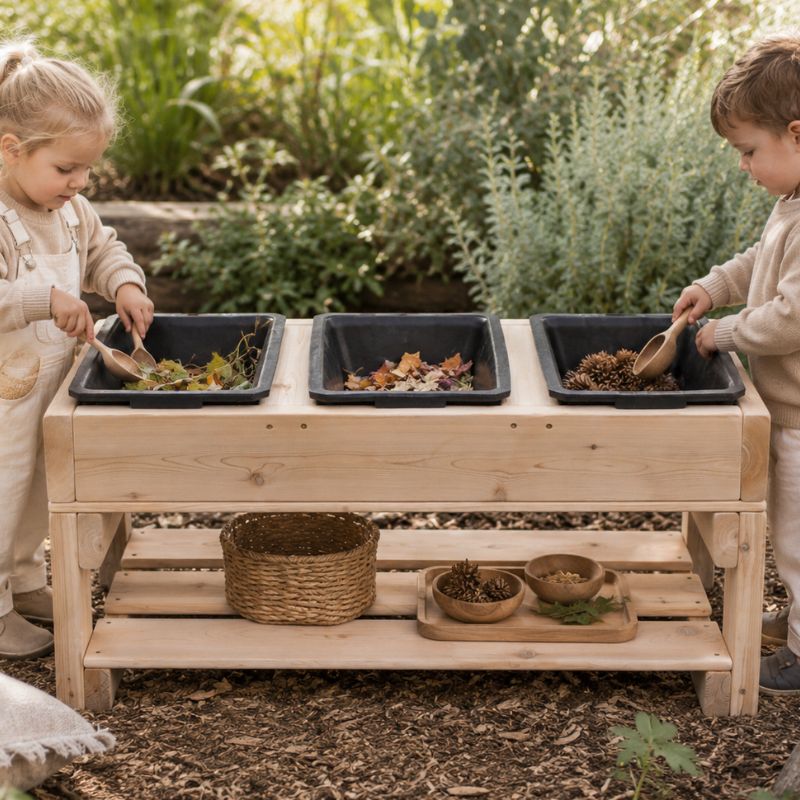 3 Bin Wooden Sensory Table