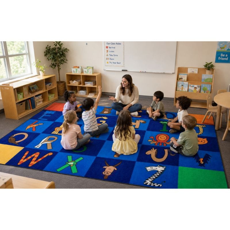 Animal Rug Classroom A to Z Animals Classroom Rugs - Fun & Educational Seating