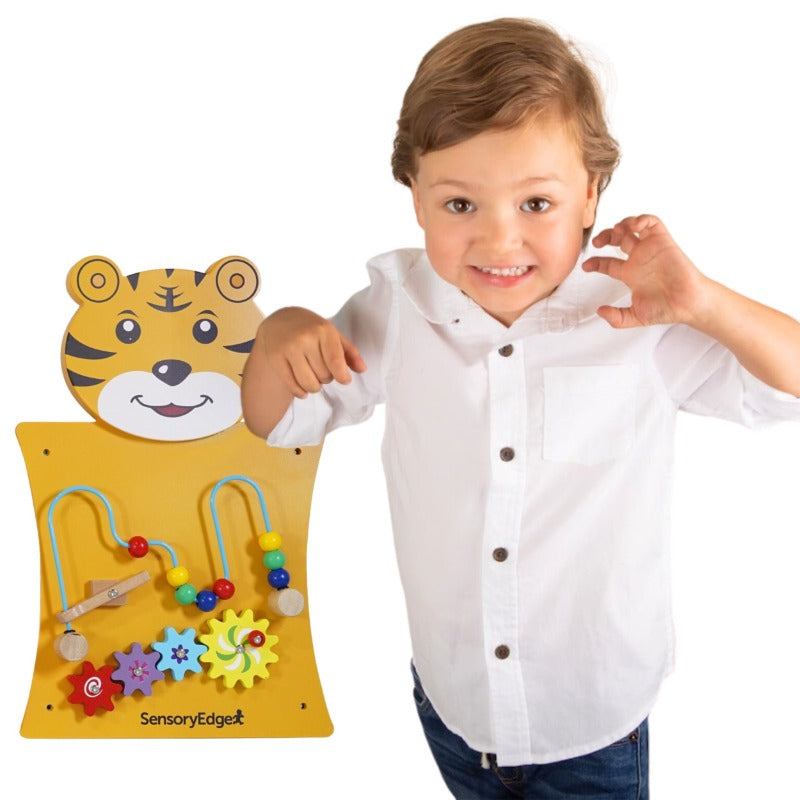 wood mounted tiger wall toy for children