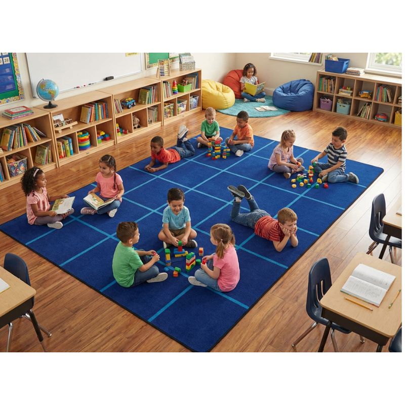 Be Bold Blue Seating Classroom Rug