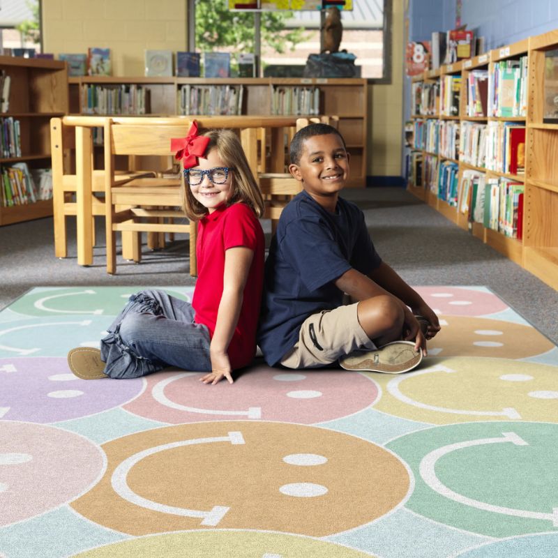 Big Pastel Rainbow Smileys Rug