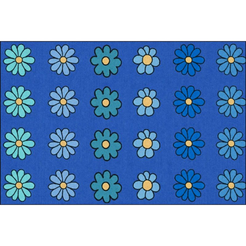 Blue Boho Flower Classroom Rug