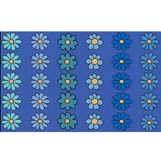 Blue Boho Flower Seating Rug 