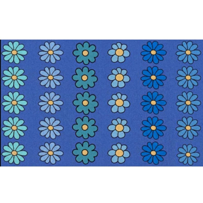 Blue Boho Flower Seating Rug