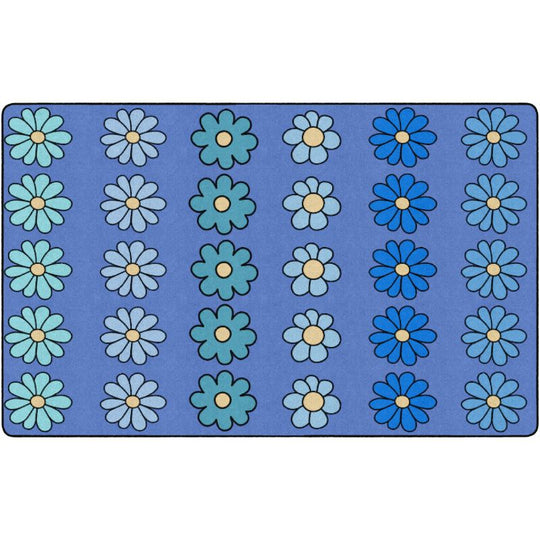 Blue Boho Flower Seating Rug 