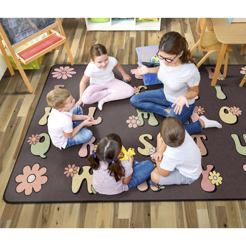 Boho Flower Alphabet Rug