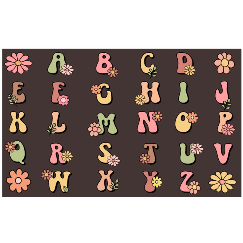 Boho Flower Alphabet Rug