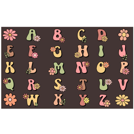 Boho Flower Alphabet Rug