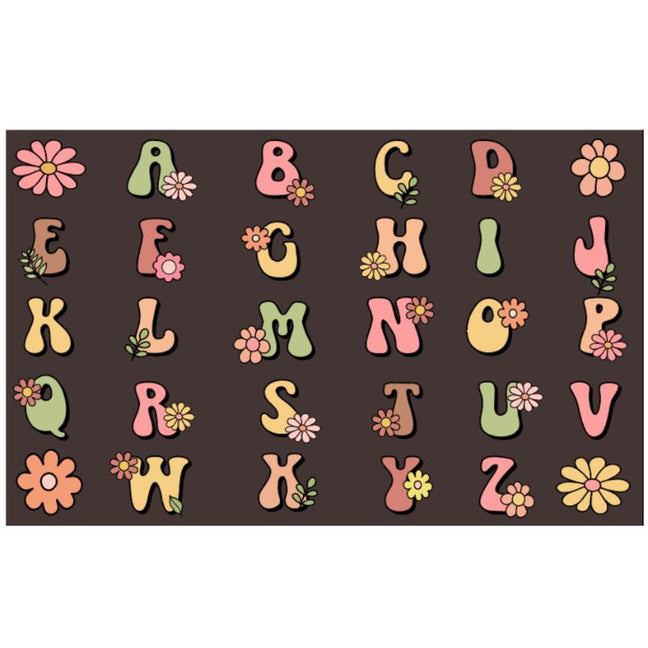 Boho Flower Alphabet Rug
