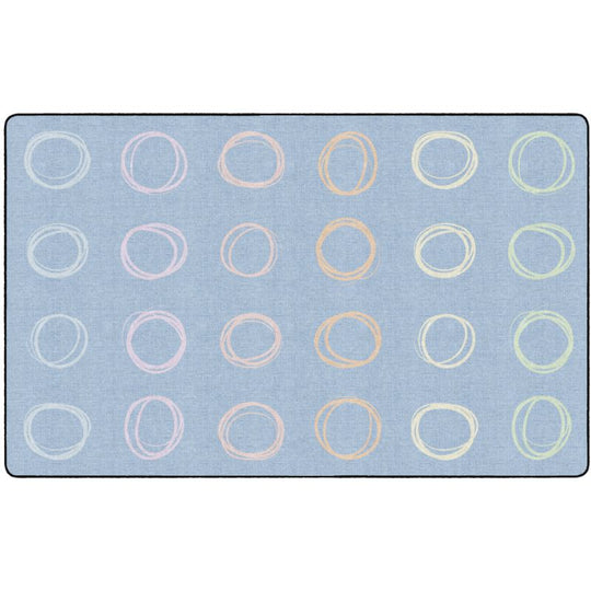 Circle Sampler Pastel on Blue Classroom Rug