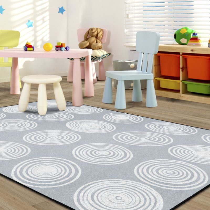 Circles Grey & White Circles Classroom Rug