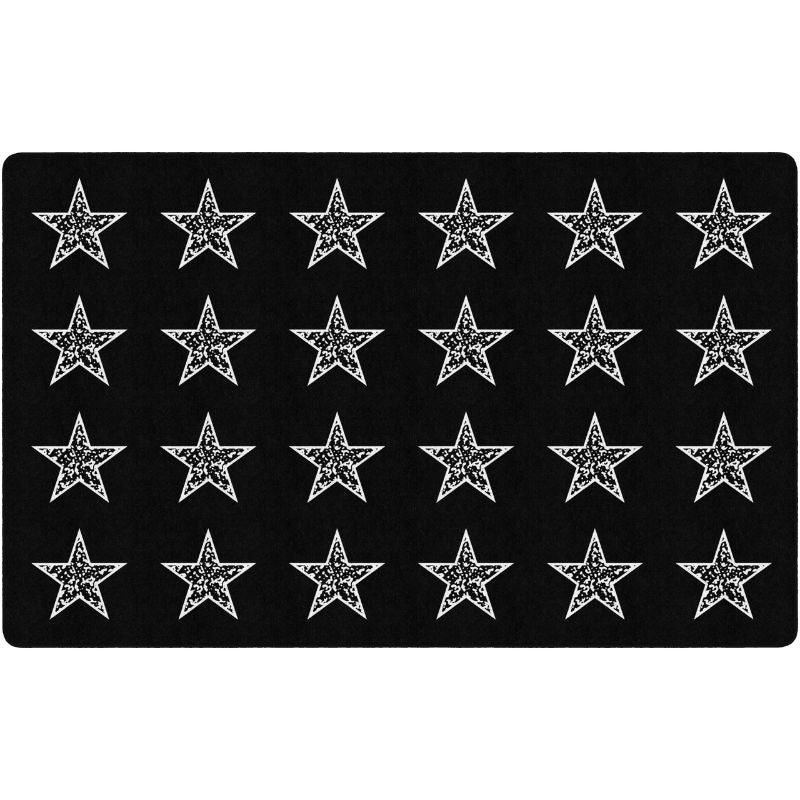 Composition Book Stars On Black Classroom Seating Rug