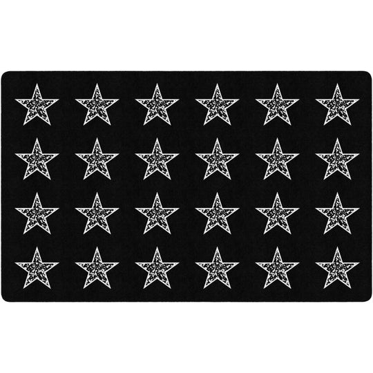 Composition Book Stars On Black Classroom Seating Rug