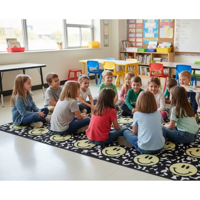 Composition Book Happy Face Seating Rug