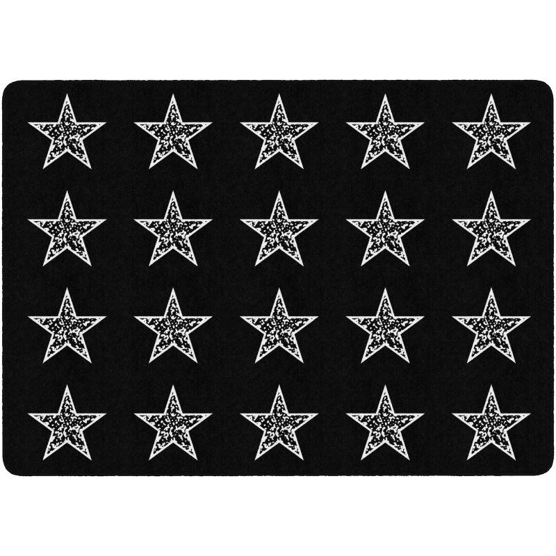 Composition Book Stars On Black Classroom Rug