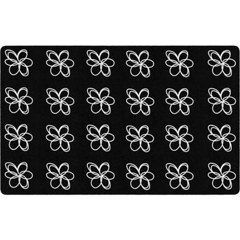 Flower Sampler Black and White Seating Rug