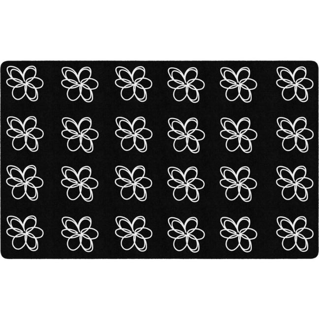 Flower Sampler Black and White Seating Rug