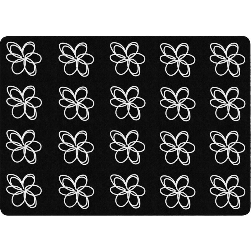 Flower Sampler Black and White Seating Rug