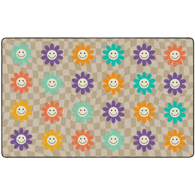 GroovyFlowersCheckerboardClassroomRug
