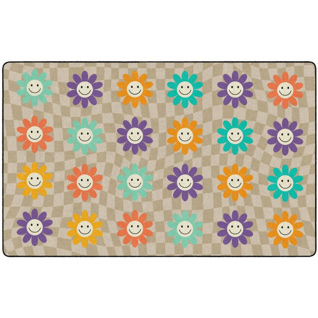 GroovyFlowersCheckerboardClassroomRug