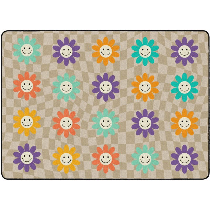 GroovyFlowersonCheckerboardClassroomRug
