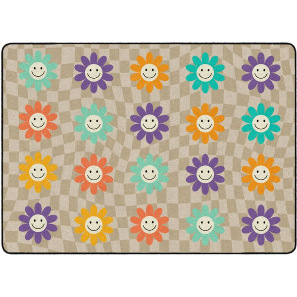GroovyFlowersonCheckerboardClassroomRug