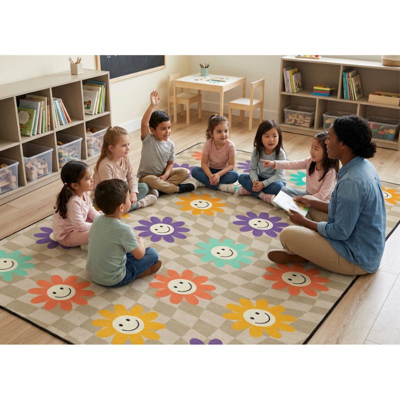 Groovy_Flowers_Checkerboard_School_Rug