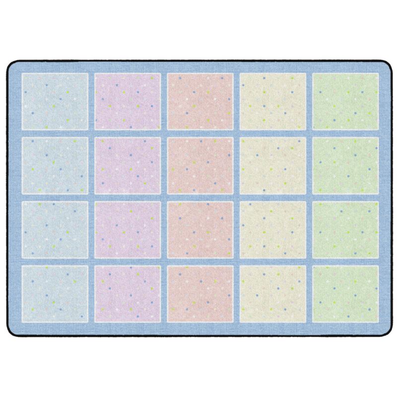 Happy Squares Pastel On Blue Seating Rug