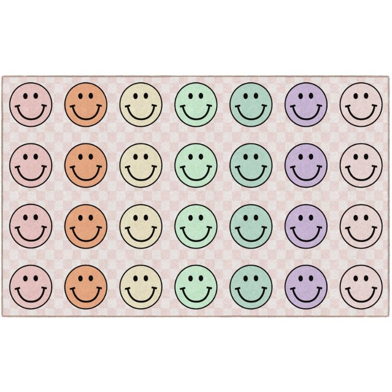Happy_Faces_Sit_Spot_Pink_Checkerboard_Classroom_Rug