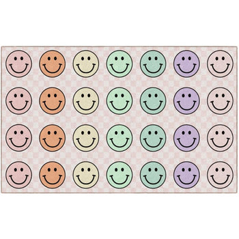Happy_Faces_Sit_Spot_Pink_Checkerboard_Classroom_Rug